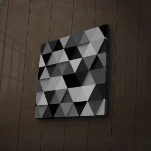 Nedsatt pris Canvastavla med LED-belysning 28x28 cm - Geometrisk komposition av trianglar i svart och grått Svart / Grå / Vit - Inredning