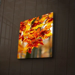 Canvastavla med LED-belysning 28x28 cm - Höstlöv i varma nyanser av gult och orange Gult / Orange / Rött - Inredning Begränsad tid