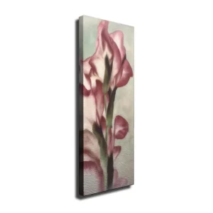 Canvastavla 30x80 cm - Elegant blomma i mjuka rosa nyanser Rosa / Grön / Beige - Inredning Billig