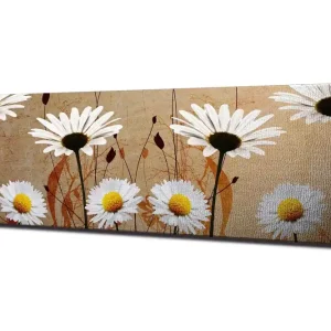 Canvastavla 80x30 cm - Vackra prästkragar i en harmonisk komposition Vit / Gul / Beige - Inredning Fynd