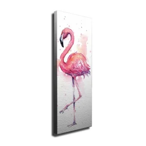 Canvastavla 30x80 cm - Flamingo i mjuka pastellfärger Rosa / Lila / Svart - Inredning Populär
