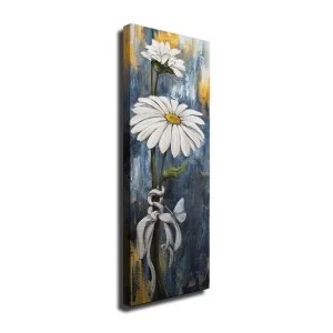 Expressleverans Canvastavla 30x80 cm - Vita prästkragar med en blå och guldaktig bakgrund Vit / Blå / Guld - Inredning