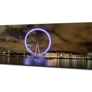 Canvastavla London Eye by night Lila/Brun - Inredning I lager