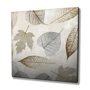 Begränsad tid Canvastavla 45x45 cm - Torkade löv i subtila nyanser Grå / Brun / Beige - Inredning