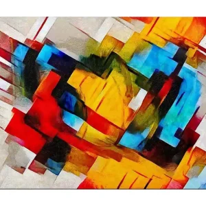 Canvastavla 70x100 cm - Abstrakt komposition med starka färger och dynamiska former - Inredning & dekor Endast denna vecka