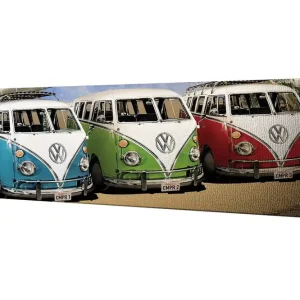 Canvastavla Volkswagen nostalgi vagon Blå/Grön/Röd - Inredning Snabb leverans