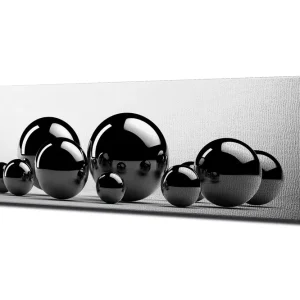 Canvastavla 80x30 cm - Reflekterande svarta sfärer i varierande storlekar Svart / Grå - Inredning Fynd