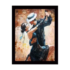 Snabb leverans Inramad Canvastavla i trä - 41x56 cm - Passionerad tango mellan två dansare - Inredning & dekor