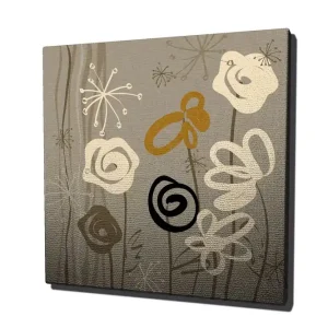 Canvastavla 45x45 cm - Abstrakt komposition med blommor och spiraler Beige / Svart / Brunt - Inredning Billigare