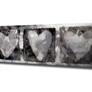 Lägg i varukorgen Canvastavla 80x30 cm - Tre hjärtan i mjuka gråtoner Grå / Vit / Svart - Inredning