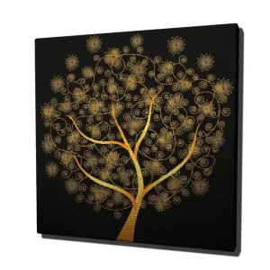 Expressleverans Canvastavla 45x45 cm - Gyllene träd med spiraler och blommor Guld / Svart - Inredning