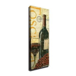 Canvastavla 30x80 cm - Vinflaska med glas och druvor Mörkgrön / Röd / Brun - Inredning Handla nu