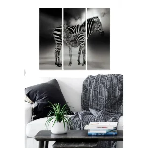 Canvastavla i trä 3-delar 50x70 cm - Svartvit zebra med dramatiska skuggor - Inredning & dekor Nedsatt pris
