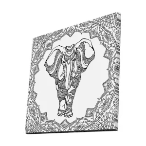 Canvastavla 45x45 cm - Elefant i detaljrik mandalamönster - Inredning & dekor Bästa pris