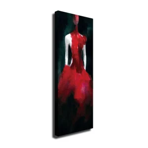 Lågt pris Canvastavla 30x80 cm - Elegant klänning i röd nyans Röd / Svart - Inredning