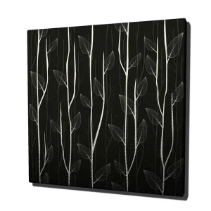 Canvastavla 45x45 cm - Stiliserade växter mot en mörk bakgrund Vit / Svart - Inredning Extra rabatt