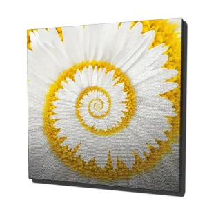 Canvastavla 45x45 cm - Spiralformad blomma med vita kronblad och gula detaljer Vit / Gul - Inredning Rabatter