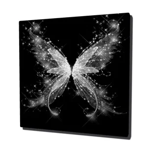 Trygg betalning Canvastavla 45x45 cm - Glittrande fjäril med eleganta vingar Silver / Svart - Inredning