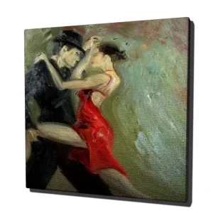 Beställ idag Canvastavla 45x45 cm - Passionerad tango mellan två dansare Röd / Svart / Grön - Inredning