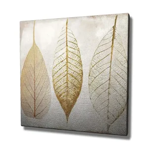 Billigare Canvastavla 45x45 cm - Torkade löv i guldtoner Guld / Beige / Vit - Inredning
