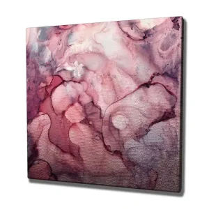 Canvastavla 45x45 cm - Abstrakt komposition med mjuka, flytande former i rosa nyanser Mörk rosa / Ljus rosa / Vinröd - Inredning Beställ idag