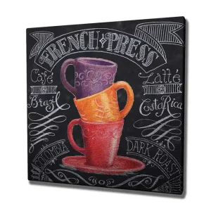 Canvastavla 45x45 cm - Staplade kaffekoppar i livfulla färger Lila / Orange / Röd - Inredning Expressleverans