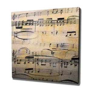 Canvastavla 45x45 cm - Notblad med musikaliska noter Gult / Svart - Inredning Billig