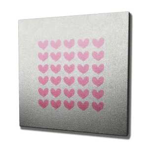 Canvastavla 45x45 cm - Mönster av hjärtan i olika nyanser av rosa Rosa / Grå - Inredning Beställ nu