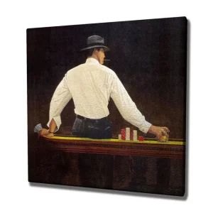 Canvastavla 45x45 cm - Spelande man vid ett pokerbord Svart / Vit / Röd - Inredning Lågt pris