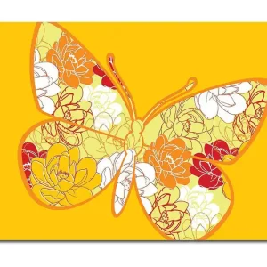 Canvastavla 70x100 cm - Färgglad fjäril med blommotiv i livfulla nyanser - Inredning & dekor Populärt val