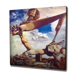Canvastavla 45x45 cm - Abstrakt komposition med surrealistiska former och figurer Beige / Brun / Blå - Inredning Populär