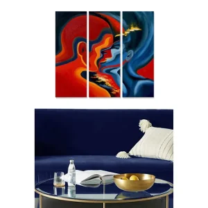 Canvastavla i trä 3-delar 50x70 cm - Passionerat möte mellan två ansikten - Inredning & dekor Kampanjpris