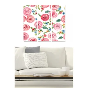 Säker betalning Canvastavla i trä 3-delar 50x70 cm - Färgglada rosor i akvarellstil - Inredning & dekor