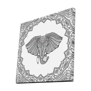 Canvastavla 45x45 cm - Elefant med intrikata mönster i en dekorativ ram - Inredning & dekor Populär