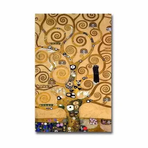 Trygg betalning Canvastavla 45x70 cm - Spiralformad trädkomposition med dekorativa inslag Guld / Brun / Svart - Inredning