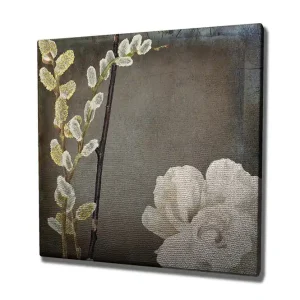 Erbjudandepris Canvastavla 45x45 cm - Vacker komposition av blommor och kvistar Vit / Grå / Beige - Inredning