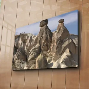 Canvastavla 70x45 cm - Unika klippformationer i Cappadocia Beige / Grå / Blå - Inredning Billigare