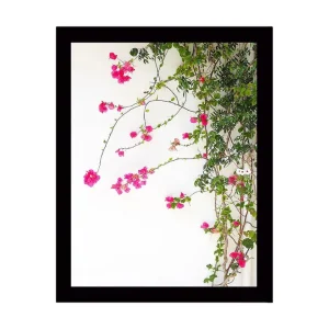 Sänkt pris Inramad Canvastavla i trä - 41x56 cm - Färgglada blommor av bougainvillea som klättrar längs en gren - Inredning & dekor
