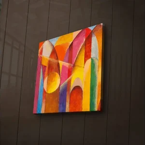 Canvastavla med LED-belysning 40x40 cm - Abstrakt komposition med färgglada geometriska former Röd / Orange / Gul - Inredning Erbjudandepris