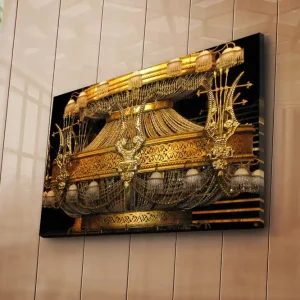 Canvastavla 70x45 cm - Glittrande ljuskrona med intrikata detaljer Guld / Svart - Inredning Beställ idag