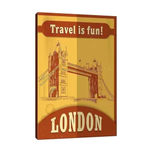 Begränsad tid Canvastavla 70x100 cm - Stiliserad illustration av Tower Bridge i London med en retro känsla - Inredning & dekor