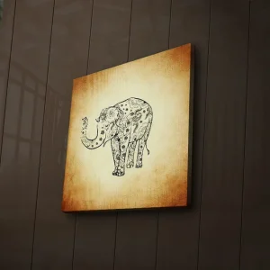 Canvastavla med LED-belysning 40x40 cm - Elefant med detaljerad mönstring Svart / Beige / Brun - Inredning Billig