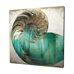 Canvastavla 45x45 cm - Snäcka med spiralformad struktur och turkosa nyanser - Inredning & dekor Billigare