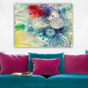 Canvastavla 70x100 cm - Abstrakt konst med cirkulära mönster i olika färger - Inredning & dekor Beställ nu