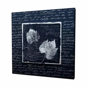 Canvastavla 45x45 cm - Silhuetter av löv på en mörk bakgrund med texturerad yta - Inredning & dekor Fynd
