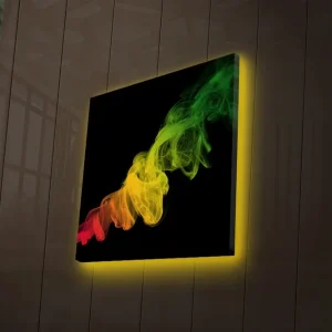 Endast denna vecka Canvastavla med LED-belysning 28x28 cm - Färgglad rökformation i röda, gula och gröna nyanser Röd / Gul / Grön - Inredning