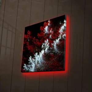 Erbjudandepris Canvastavla med LED-belysning 28x28 cm - Ljus och mörk skog med röda och vita inslag Röd / Vit - Inredning