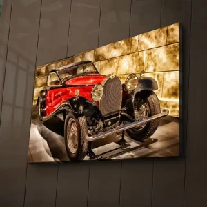 Billigare Canvastavla med LED-belysning 45x70 cm - Klassisk sportbil i röd och svart färgkombination Röd / Svart / Grå - Inredning