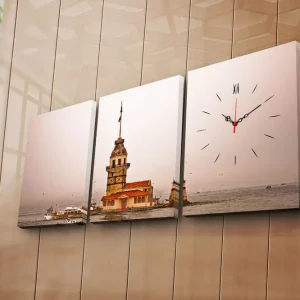 Kundfavorit Dekorativ Canvasmålning med Klocka 3 Delar Flerfärgad - Inredning