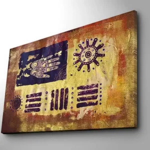 Canvastavla 70x100 cm - Abstrakt konst med symboler och mönster i en färgglad komposition - Inredning & dekor Utförsäljning